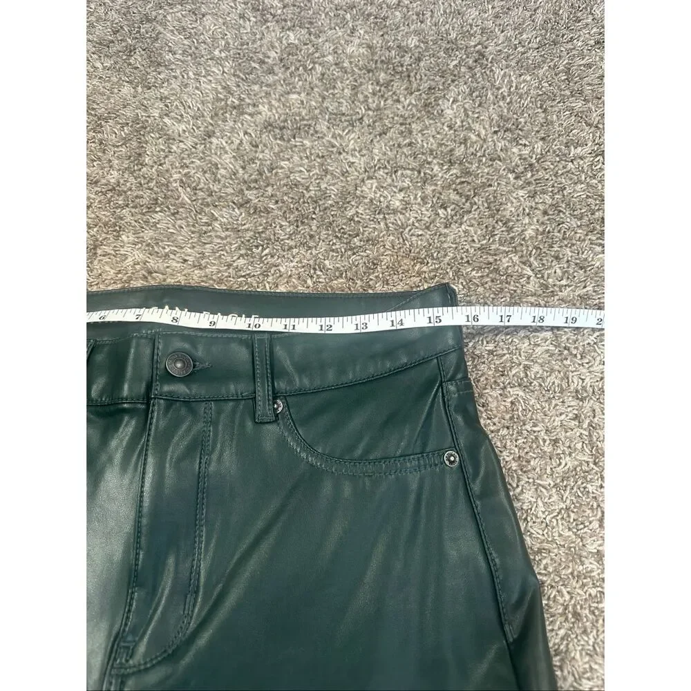 American Eagle Stretch Vegan Leather Green Super High-Waisted Kick Boot Pant 12